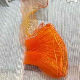 5 Yards Retro Ruffle Pleated Chiffon Trim Dress Bag Decoration Tulle Fabric Applique Trimming Craft Sewing (Bright Orange)