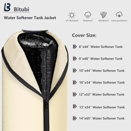 Bitubi Water Softener Neoprene Sweat Jacket, Outdoor Water Softener and Filter Tank Cover to Prevent Sweating, Water Softener Insulated Cover (12x52, Beige)