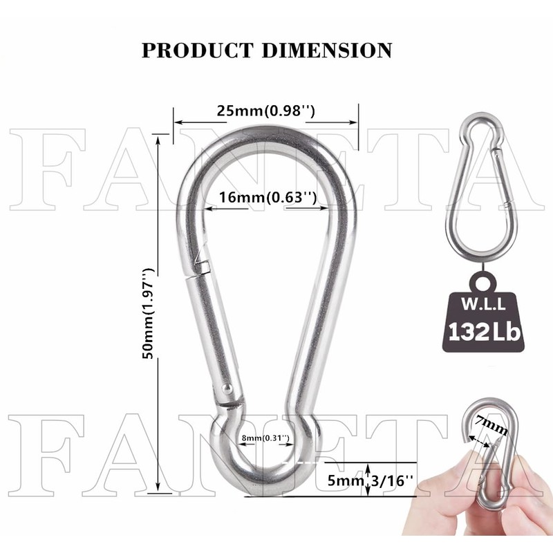 2 inch Flag Pole Clip M5 Spring Snap Hooks 304
