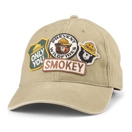 AMERICAN NEEDLE Smokey The Bear Iconic Buckle Strap Baseball Hat, Light Khaki (43910A-SMOKEY-LTKH)
