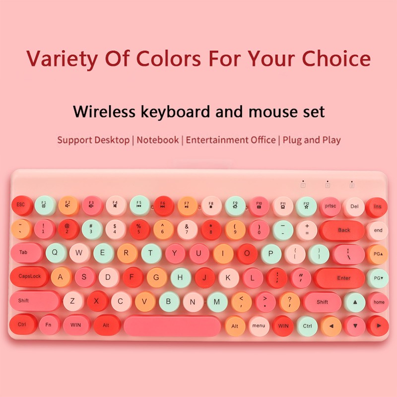 Wireless Keyboard Mouse Combo 2.4GHz Wireless Mouse 86 Keys Colorful