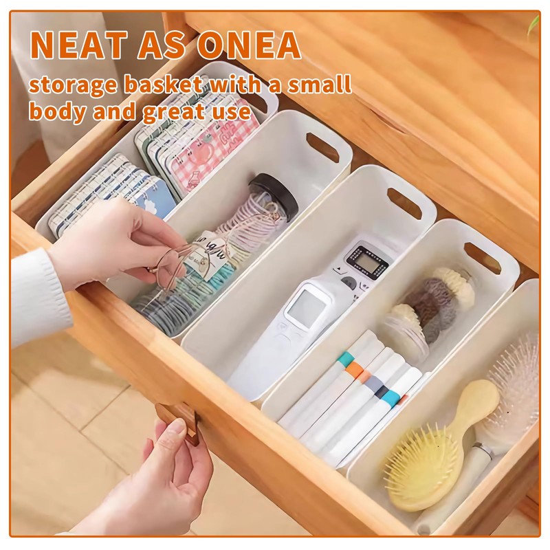 Pack of 4 Plastic Storage Boxes, 27 cm, White Small