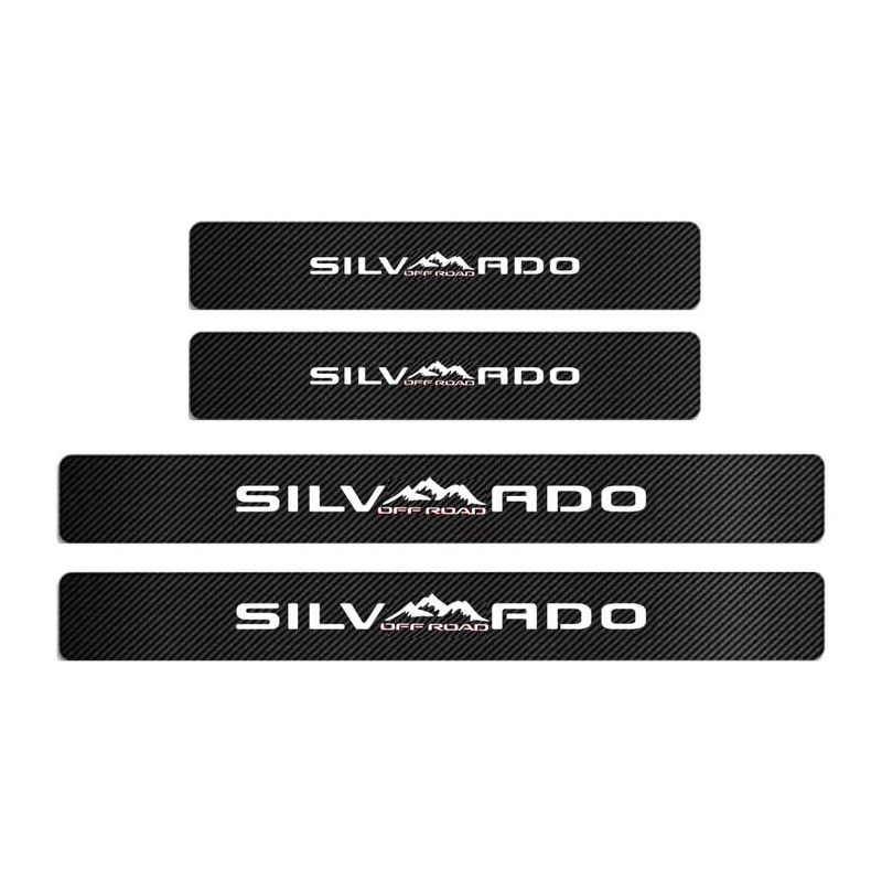 MAXDOOL 4Pcs Car Door Sill Protector Reflective 4D Carbon Fiber