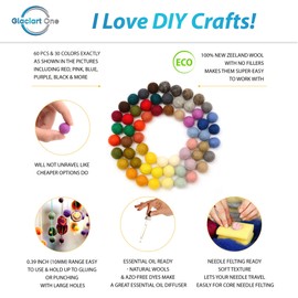 Glaciart One Felt Pom Poms, Wool Balls (240 Pieces) 1 cm - 0.4 inches, Handmade, 40 Colours (Red, Blue, Orange, Yellow, Pastel and More), Wholesale, Small Balls for Felting and Garlands