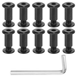 uxcell 15 Sets Screw Post, Male M6x16mm Carbon Steel Screw Rivets, Female M6x15mm Hex Drive Binding Screws Belt Buckle Binding Bolts Leather Fastener with 1Pcs Wrench, Black