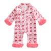 Kuriozud Baby Girl Silk Stain Pajamas Feather Cuffs Romper One-Piece