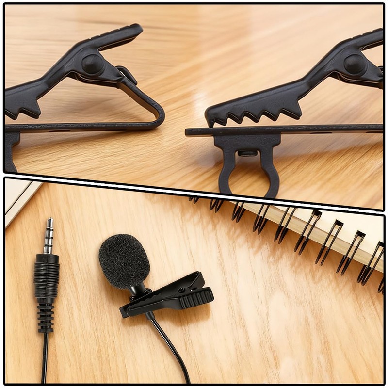 VAEIORP Mini Lavalier Lapel Collar Clip Mic Microphone Holder Handle