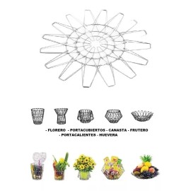 SK Canasta Plegable Frutero Huevera Cesta Multiformas Acero