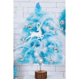 1to3 Blue Mini Christmas Tree w/Feather Ornament Cedar Home Office Decor Decoration