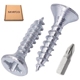 SKIR'CO (40 pcs) Zinc Plated Steel 3.5 x 16 mm Wood Screws, Pozidriv Countersunk Head, PZ Fully Threaded, Chipboard Screws