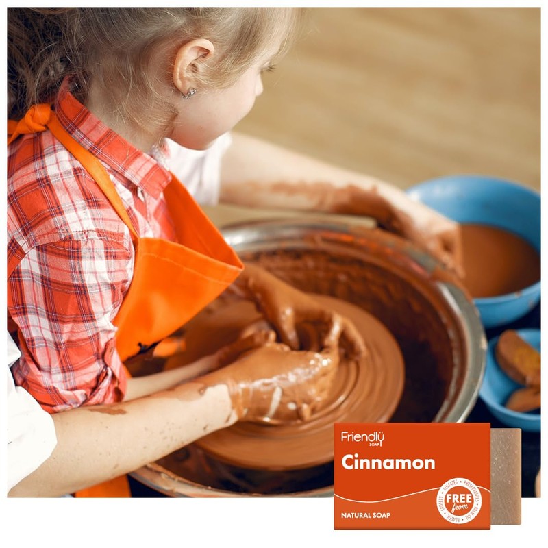 Friendly Soap - Warm & Comforting Cinnamon (95g), Plant-Based, Cruelty-Free,