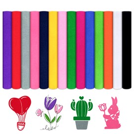 HTVSTD Flocked HTV Vinyl - 14 Sheets 12x10 inches Colorful Flock Heat Transfer Vinyl Flock Iron on Vinyl for T-Shirts Compatible with Silhoutte Came