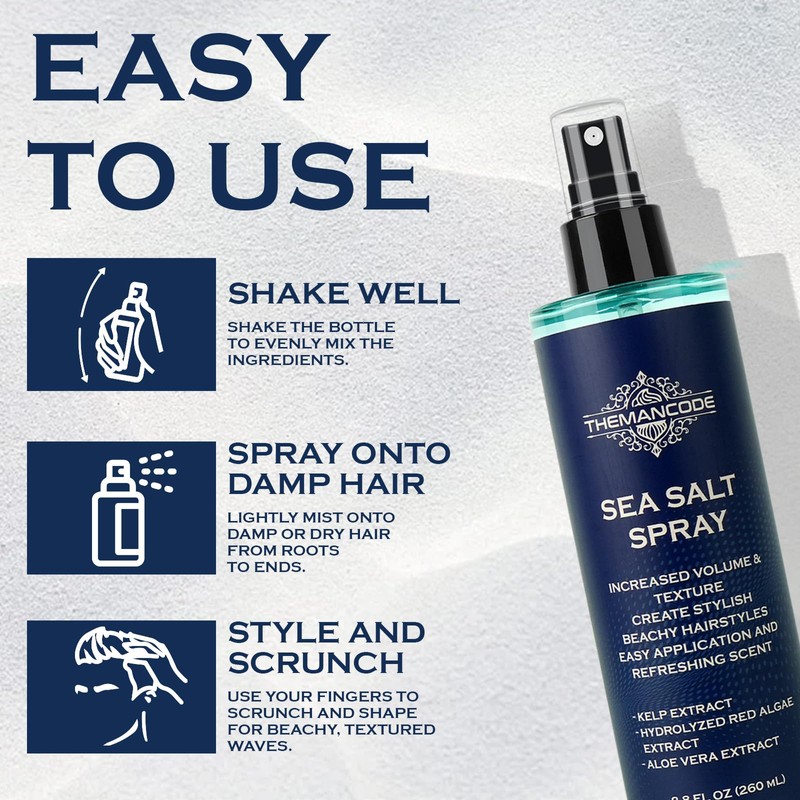 THEMANCODE Sea Salt Spray for Men, Texturizing Hairspray, Travel Essentials,