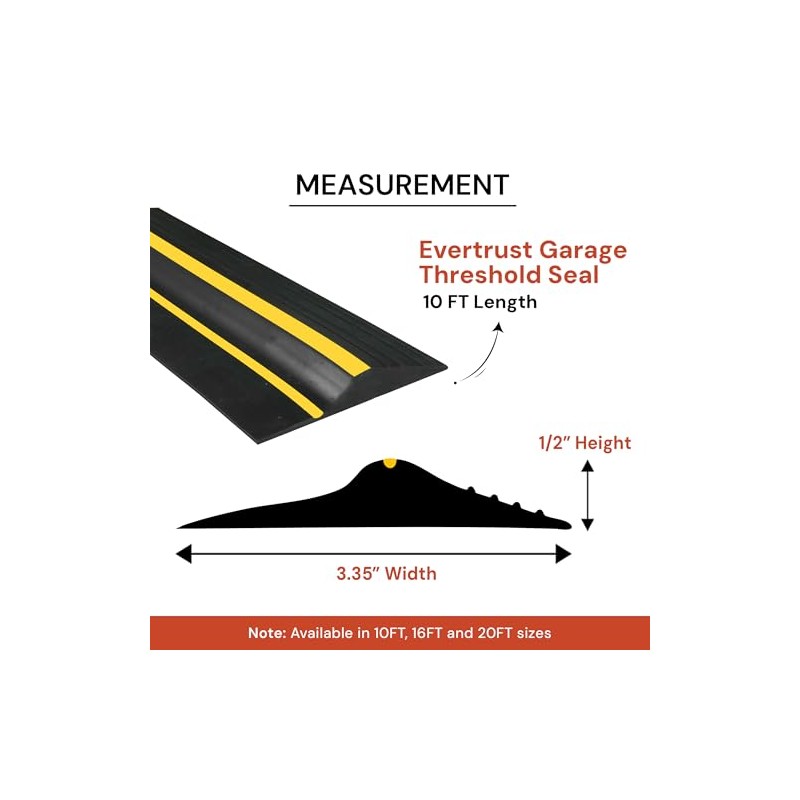 10Ft/3M Garage Threshold Seal Strip. Weatherproof EPDM Rubber Strip Replacement