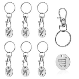 Giantree 6 Pack Metal Shopping Cart Coin Keychains, Trolley Token Keyrings, Trolley Coin Keyring UK Set, Trolley Tokens for Supermarket Cart Trolley Key for Hassle-Free Grocery Shopping