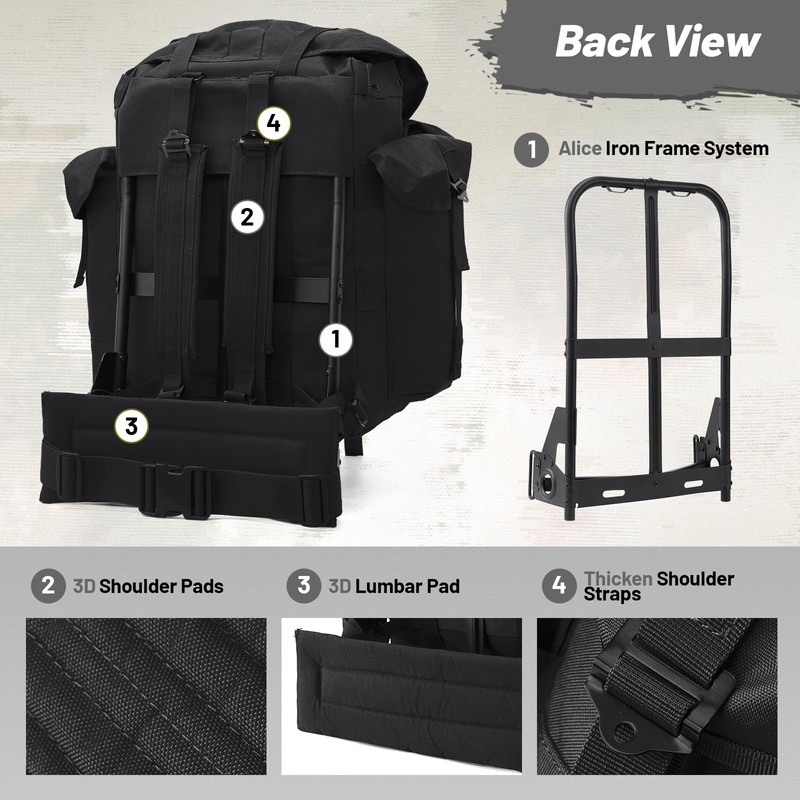 AUMENTAR 50L Military Alice Pack Army Survival Combat ALICE Rucksack