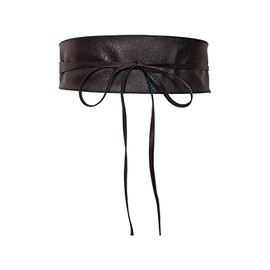 eVogues Plus size Faux Leather Obi Waistband Sash Belt Dark Brown - One Size Plus