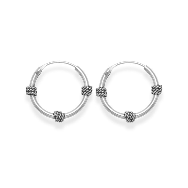 Heather Needham Sterling Silver Bali Hoop earrings, 3 x twist