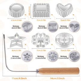 Fusiontec 7 Pieces Rosettes & Timbale Set, Rosette Timbale Aluminum Waffle Molds with Wooden Handle, Homemade Swedish Mold for Rosette Bunuelos Cookie