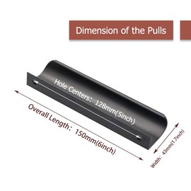 goldenwarm 10 Pack Black Drawer Handles Black Finger Edge Pulls Handles Black Handles 128mm Hole Centers Black Cabinet Handles Aluminum Black Kitchen Handles