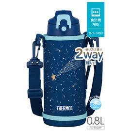 Thermos FJJ-802WF NB Vacuum Insulated 2-Way Bottle, 0.8L/0.83L Navy Blue