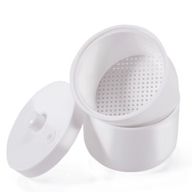 Annhua Dental Bur Holder Cleaner with Strainer, Round Soak Box for Burs Cleaning, Soaking - White