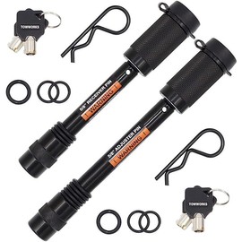 TowWorks 79852 Keyed Alike 5/8" Trailer Hitch Lock Set for Adjustable Channel Mounts, Double Safety Heavy Duty Tow Hitch Receiver Locking Pins fit Class III - V Hitches