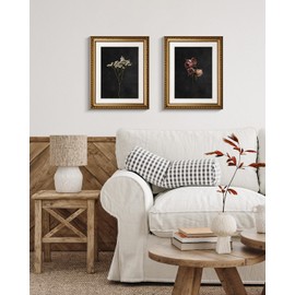 ARPEOTCY Vintage Gold Framed Wall Art, Retro Dark Dried Rose Paintings, Floral Canvas Prints Artwork with Antique Frame, Victorian Wall Picture Decor for Room Gallery Living Room 13x16 inch