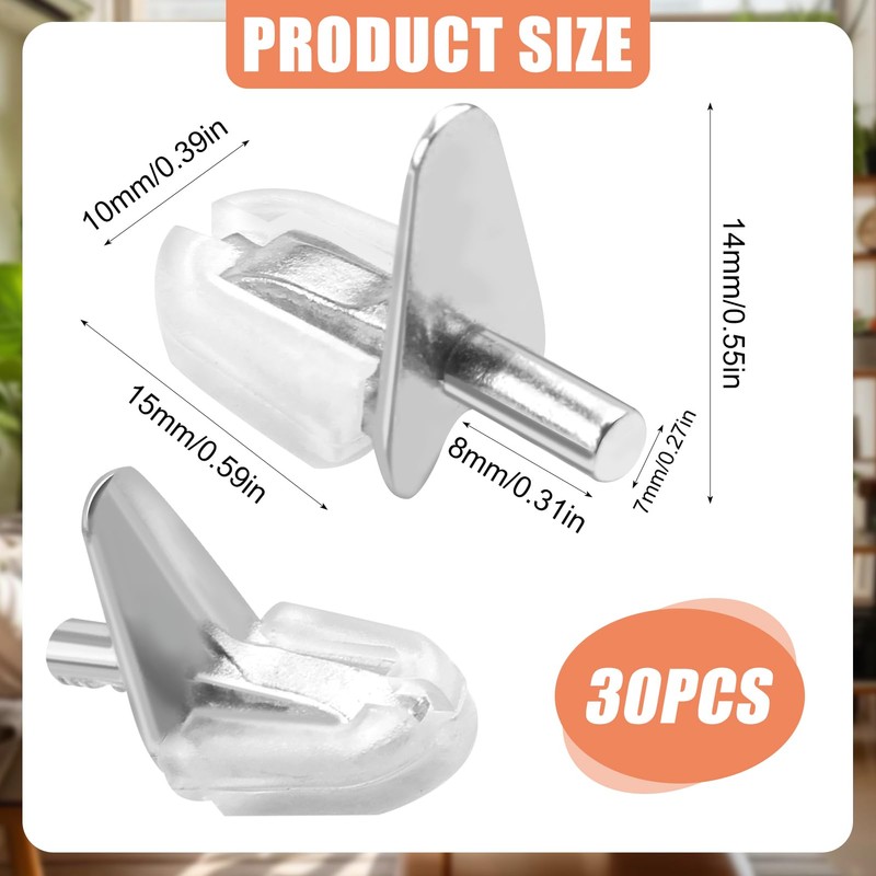 Pack of 30 Shelf Brackets, 3 mm Shelf Brackets for