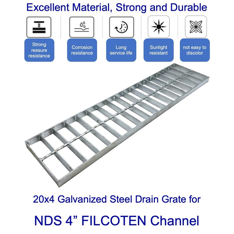 MOSINSBO Galvanized Steel Drain Grate 20x4 in for NDS 4"