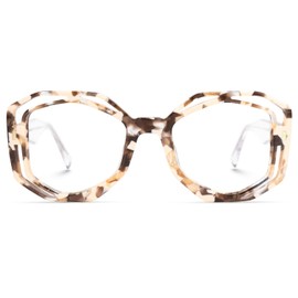 Zeelool Unique Geometric Glasses for Women with Non-prescription Clear Lens Astrid JGA902506-04 Light-Tortoise