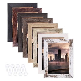 4x6 Picture Frames Set of 8, Rustic Picture Frames Multi Wood Pattern, HD Plastic Cover (Plexiglass) Display Photos 4x6 inch,Vertical and Horizontal Formats for Wall Hanging and Tabletop Display,Perfect for Rustic Home & Office Decor