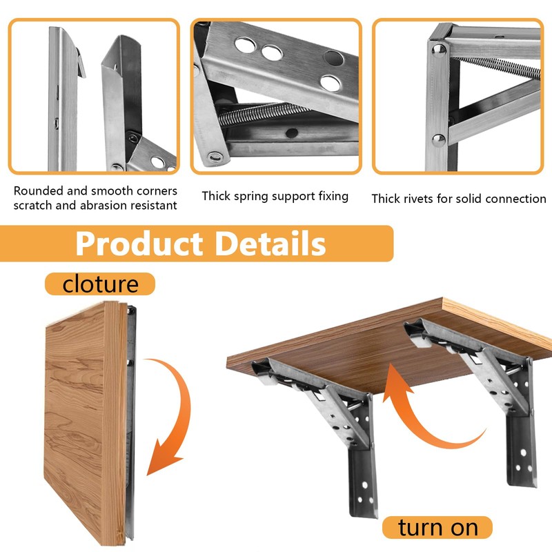 Fatiya Folding Shelf Brackets Stainless Steel 10 Inch Heavy Duty