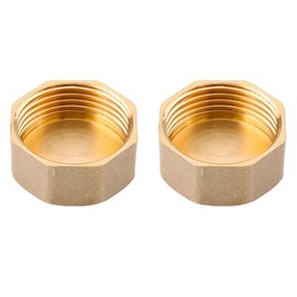 2 Pack Brass Hose Cap Female Thread End Cap Connector High Temperature Resistance Size DN25 1''(32mm) Gold