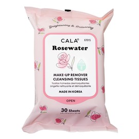 CALA - toallitas desmaquillantes con agua de rosas (paquete con 30 toallitas)