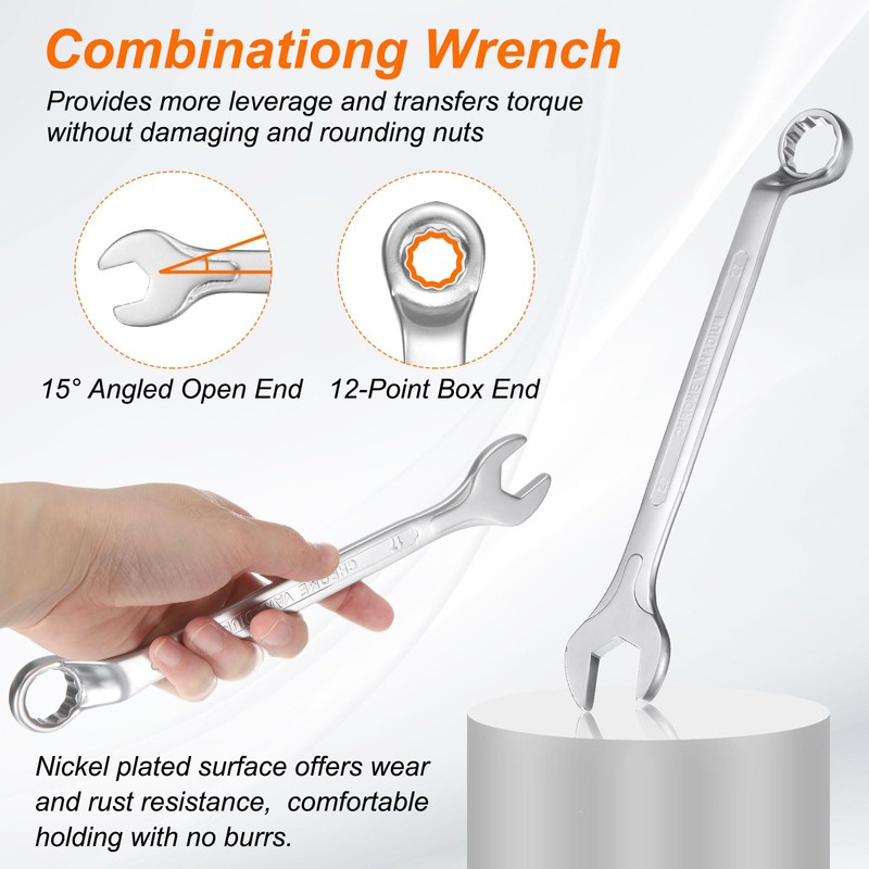 sourcing map Combination Wrench Offset 27mm 75-Degree 12-Point Box End