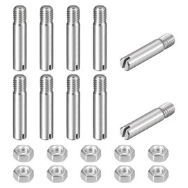 sourcing map 10Pcs Slotted Cylindrical Pin, M5 x 25mm 304 Stainless Steel Dowel External Thread Locating Pin Slotted Screw with Nut for Cabinet Furniture Installation (GB878)