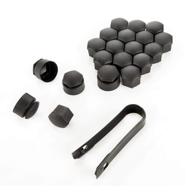LST 20 x 17 mm Black Matt Hex Caps Wheel Bolts Caps Anti-Theft