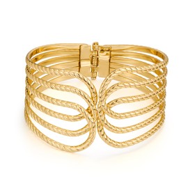 LILIE&WHITE Textured Gold Bangle Bracelet For Women Flexible Gold Bracelet Big Chunky Bangle Bracelet Thick Bangles Bracelet Gold Cuff Bracelet Fashion Jewelry Gift