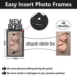 Black 1st Birthday Baby Photo Banner for Boys Girls Newborn to 12 Months Party Decoration, Monthly Milestone Photograph Bunting Garland, First Birthday Celebration Decoration