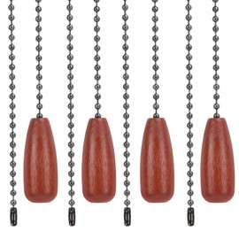 4pcs Ceiling Fan Chain Extenders, 12.68in Light Pull Chain Extension Wooden Beaded Balls Fan Pull Chain Pendant Light Pull Chain Extension for Ceiling Fan Light Lamp Decoration (Brown)