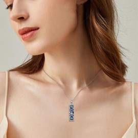 CUPENDA Cat Moon Necklace Sterling Silver Cat Abalone Shell Pendant Necklace Animal Jewellery for Women