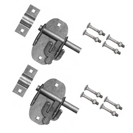 TERF® Heavy Duty Oval Padlock Sliding Bolt Galvanised 100mm (4 inch) Pad Bolt Silver for Use with Garden Gates Sheds Garage Out House Doors Lock Including Fixing - Pack of 2