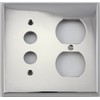 Polished Nickel 2 Gang Combination Switch Plate - 1 Push