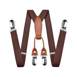 Branduce Brown Baby Boy Suspender with 4 Strong Clips Adjustable Kids Y Back Coffee Suspenders (SS01-11)