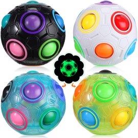 4 Pieces Puzzle Fidget Ball Glow Rainbow Ball Colorful Cube Brain Teaser Stress Reliever Toys for Kids Boys Girls Adults(Chic Style)