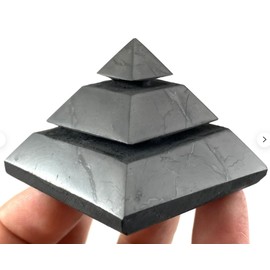 CRIGEMA - 100% Natural Shungite Stone from Russia (Saqqara Pyramid of Shungite 5 x 5 cm)
