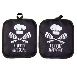 Goodiomio Juego de 2 agarraderas Resistentes al Calor，agarraderas Negras，Paños Protectores Lavables, para Cocina, cocinar, Hornear, Accesorios de Cocina para Barbacoa,18cm×18cm