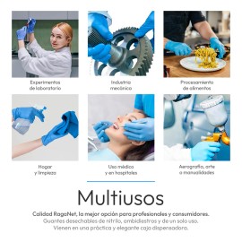 Guantes De Nitrilo Libre De Latex Sin Polvo Azul Negro 500pz