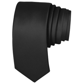 UETLRO Black Ties Solid Pure Color Formal 2.35" (6CM) Slim Neckties Skinny Ties For Men, Black, Medium